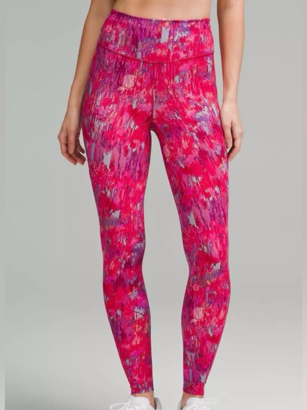 Lululemon Fast and Free High-Rise Tight 28” Spliced Weave Tone Pow Pink Sz 8